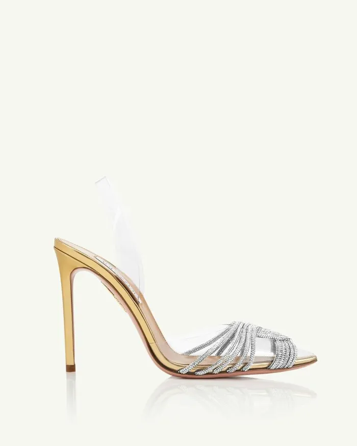 Gatsby Plexi Sling 105 Gold Women Aquazzura Pumps Gatsby Plexi Sling 105 Gold Women Aquazzura Pumps
