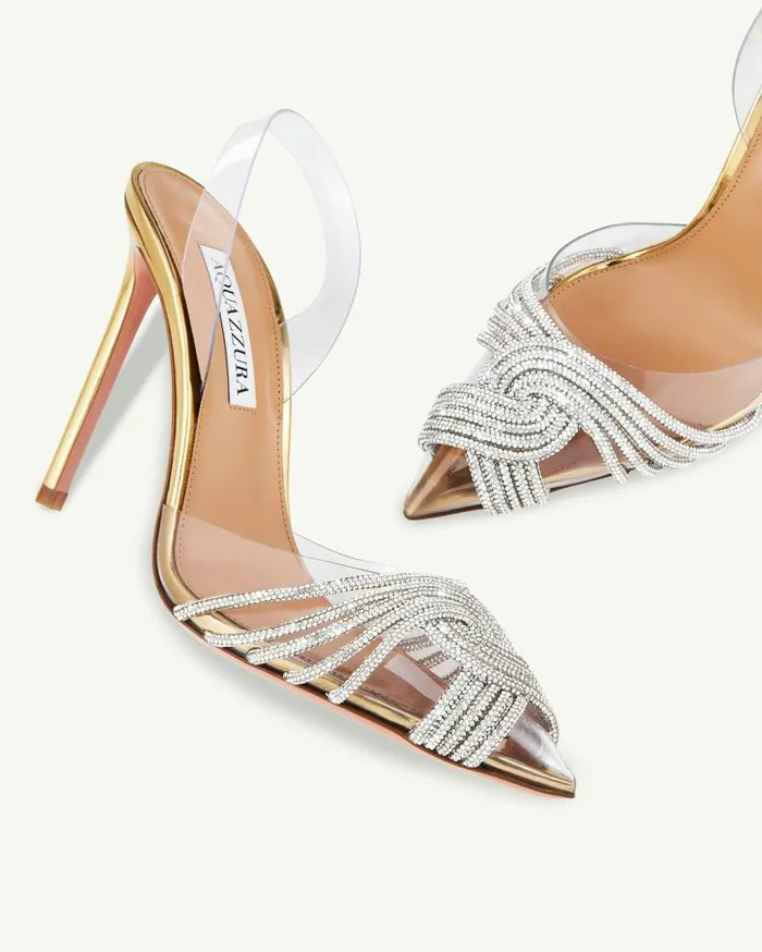 Gatsby Plexi Sling 105 Gold Women Aquazzura Pumps Gatsby Plexi Sling 105 Gold Women Aquazzura Pumps