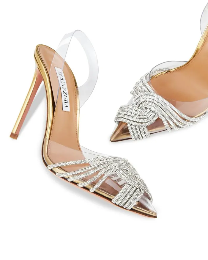 Gatsby Plexi Sling 105 Gold Women Aquazzura Pumps Gatsby Plexi Sling 105 Gold Women Aquazzura Pumps