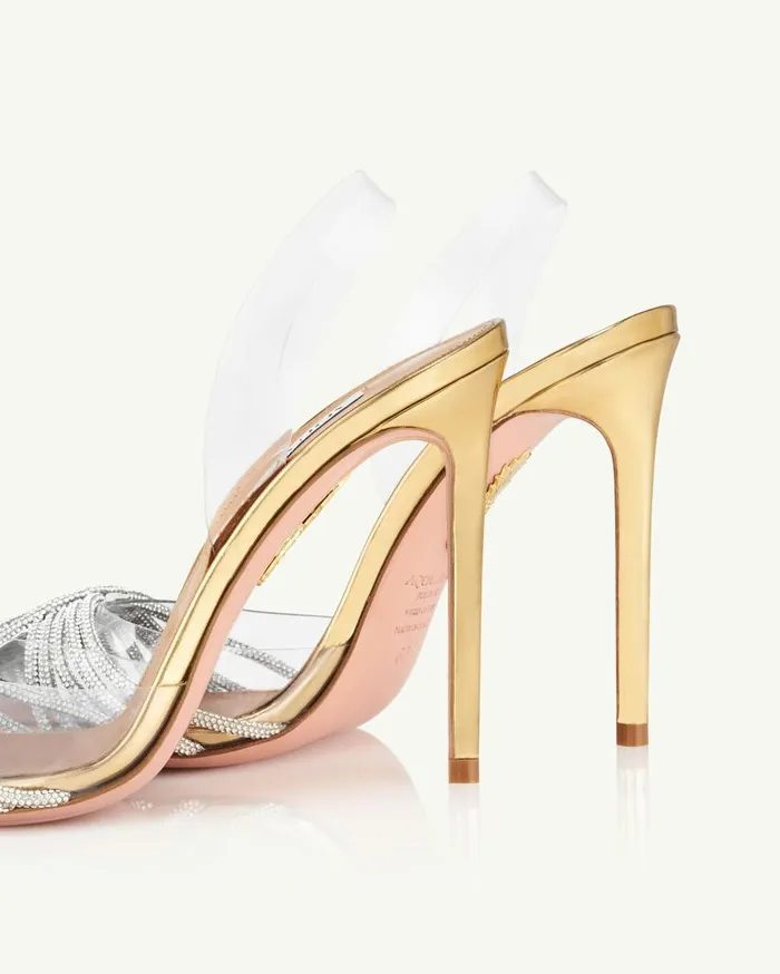 Gatsby Plexi Sling 105 Gold Women Aquazzura Pumps Gatsby Plexi Sling 105 Gold Women Aquazzura Pumps