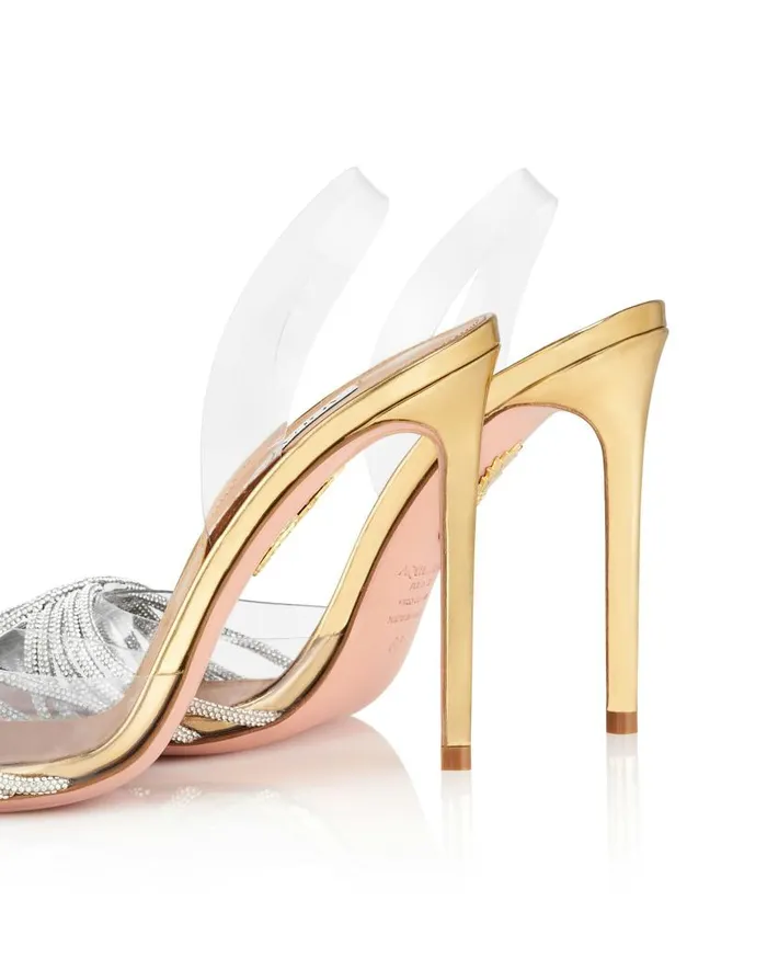 Gatsby Plexi Sling 105 Gold Women Aquazzura Pumps Gatsby Plexi Sling 105 Gold Women Aquazzura Pumps