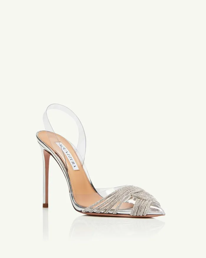 Gatsby Plexi Sling 105 Silver Women Aquazzura Bridal