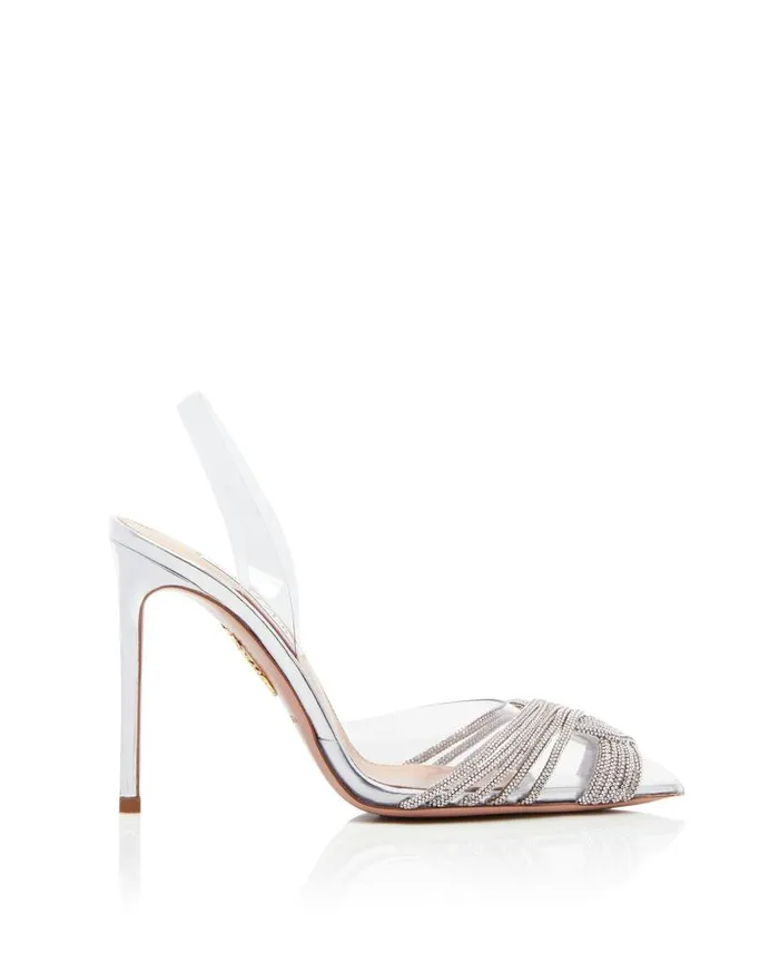 Gatsby Plexi Sling 105 Silver Women Aquazzura Bridal Gatsby Plexi Sling 105 Silver Women Aquazzura Bridal