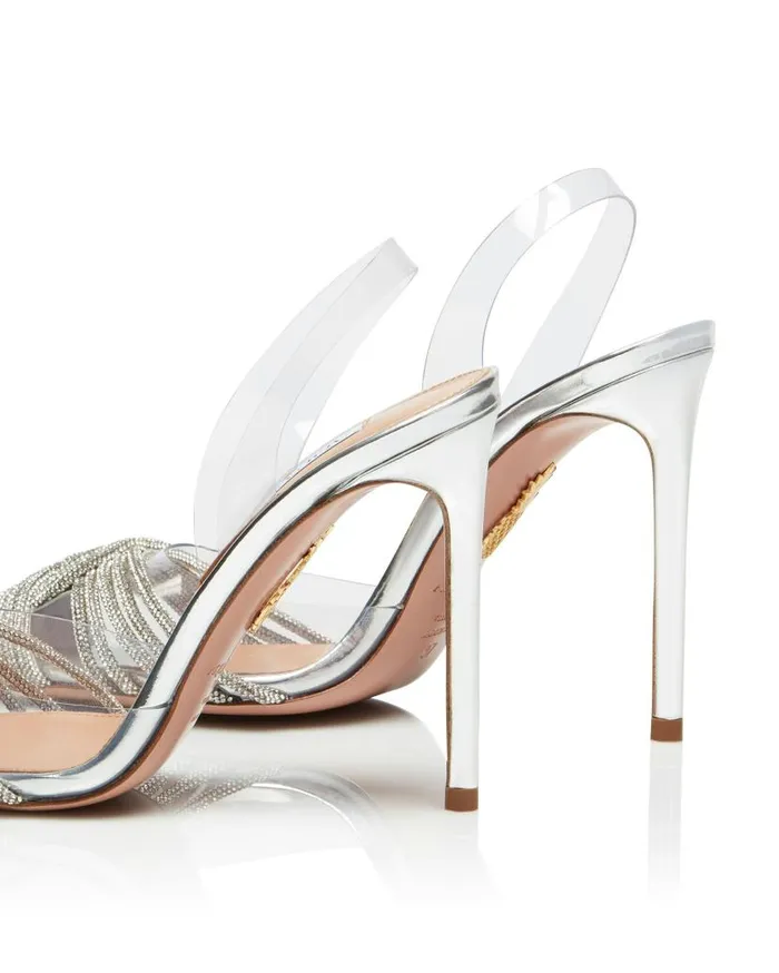 Gatsby Plexi Sling 105 Silver Women Aquazzura Bridal Gatsby Plexi Sling 105 Silver Women Aquazzura Bridal