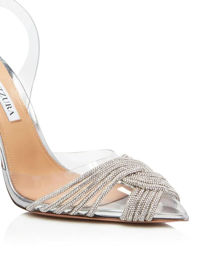 Gatsby Plexi Sling 105 Silver Women Aquazzura Bridal Gatsby Plexi Sling 105 Silver Women Aquazzura Bridal