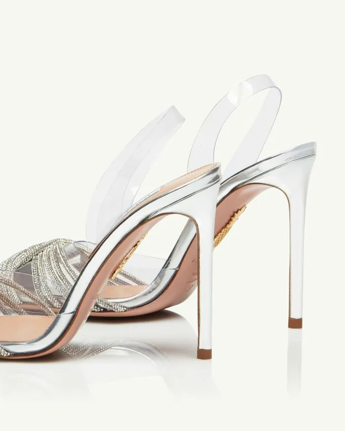 Gatsby Plexi Sling 105 Silver Women Aquazzura Bridal Gatsby Plexi Sling 105 Silver Women Aquazzura Bridal