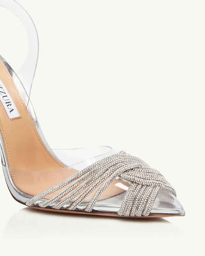 Gatsby Plexi Sling 105 Silver Women Aquazzura Bridal Gatsby Plexi Sling 105 Silver Women Aquazzura Bridal