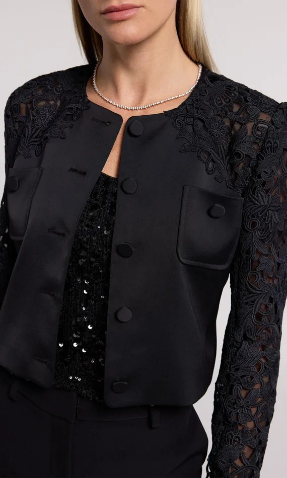 Generation Love Clothing Blazers and Jackets Cortez Lace Combo Jacket Black 8211 Women