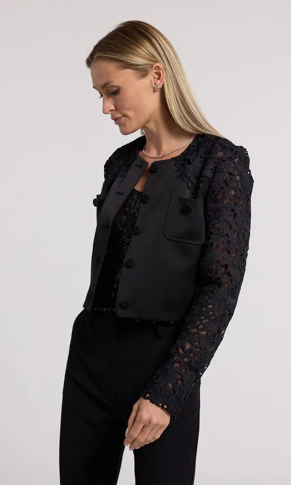 Generation Love Clothing Blazers and Jackets Cortez Lace Combo Jacket Black 8211 Women