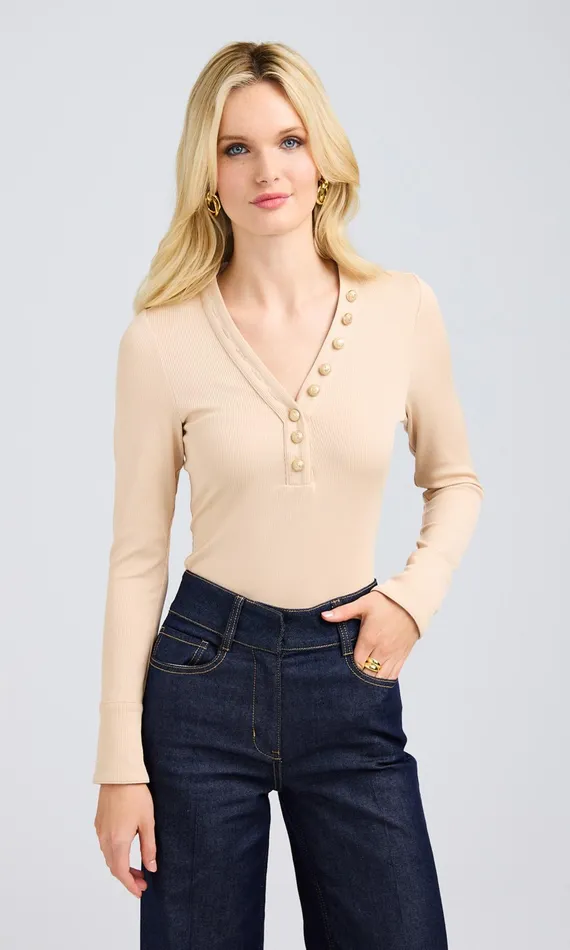 Generation Love Clothing Bodysuits Minny Rib Bodysuit Sand 8211 Women