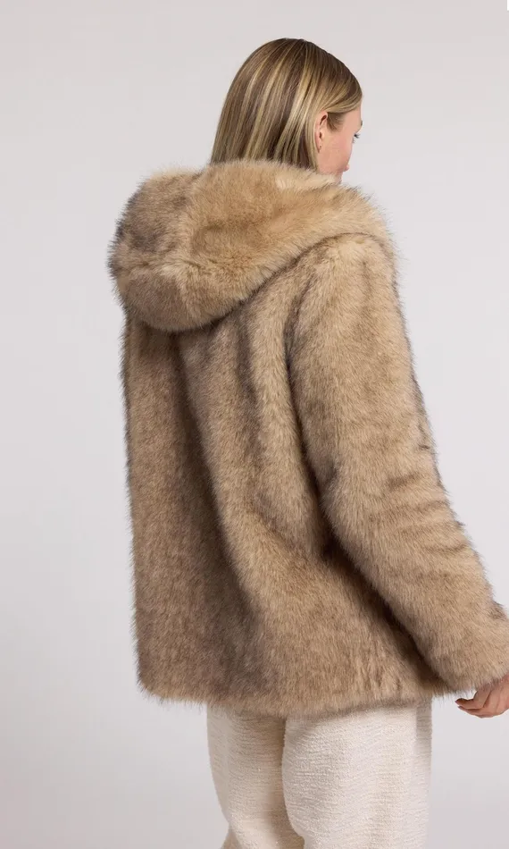 Generation Love Clothing Outerwear Della Faux Fur Hood Jacket Brownblack 8211 Women Generation Love Clothing Outerwear Della Faux Fur Hood Jacket Brownblack 8211 Women