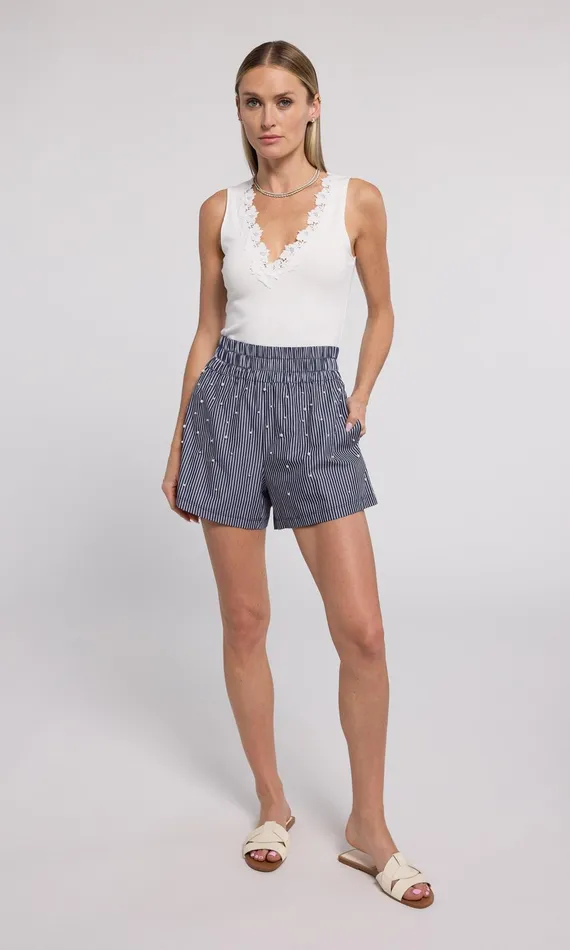 Generation Love Clothing Tops Reida Lace Combo Rib Tank Top White 8211 Women