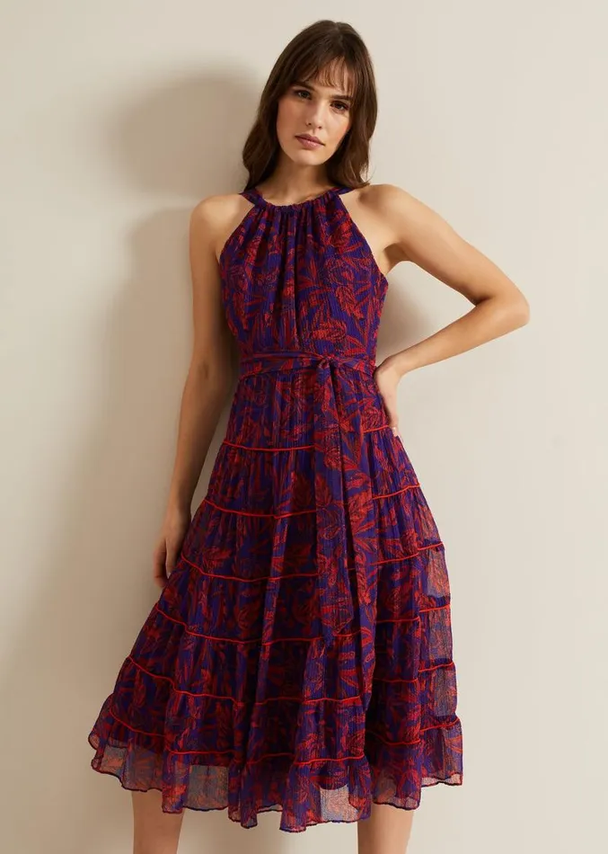 Gillian Halterneck Midi Dress Violetmulti Women Phase Eight Dresses