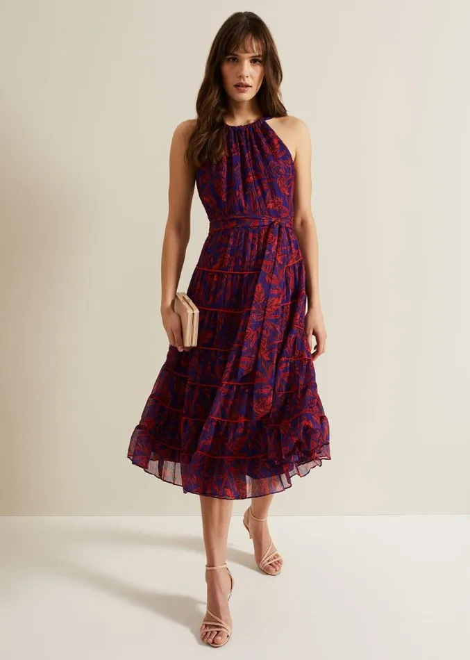 Gillian Halterneck Midi Dress Violetmulti Women Phase Eight Dresses