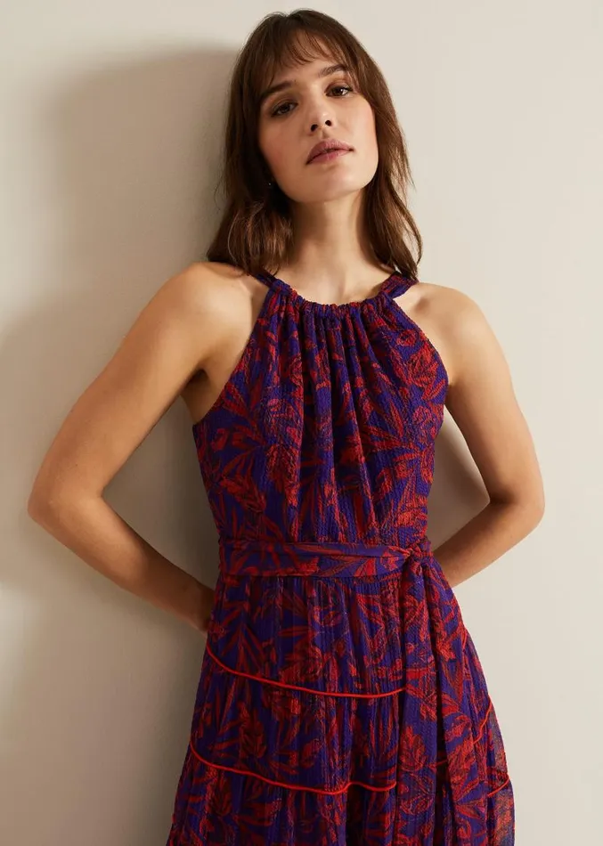 Gillian Halterneck Midi Dress Violetmulti Women Phase Eight Dresses