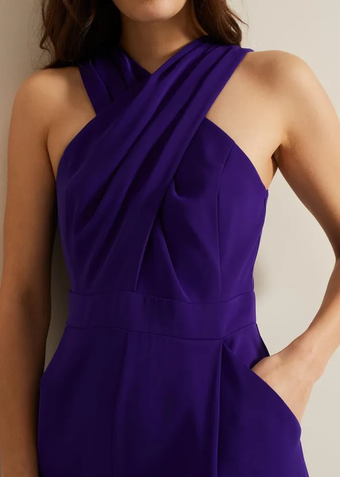 Giorgia Cross Neck Jumpsuit Violet Women Phase Eight Dresses