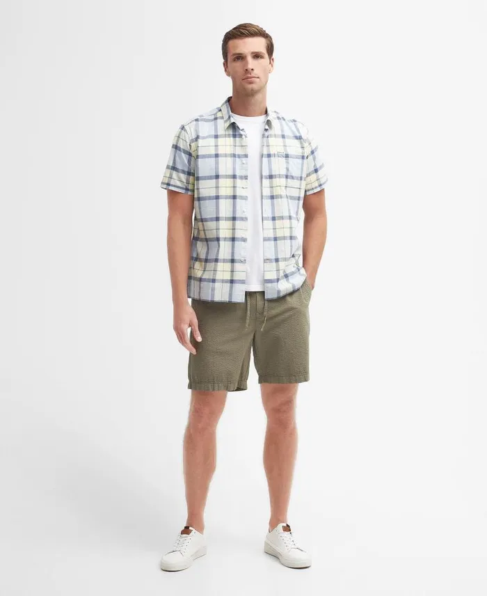 Gordon Tailored ShortSleeved Shirt Pink Salt Tartan Men Barbour Shirts