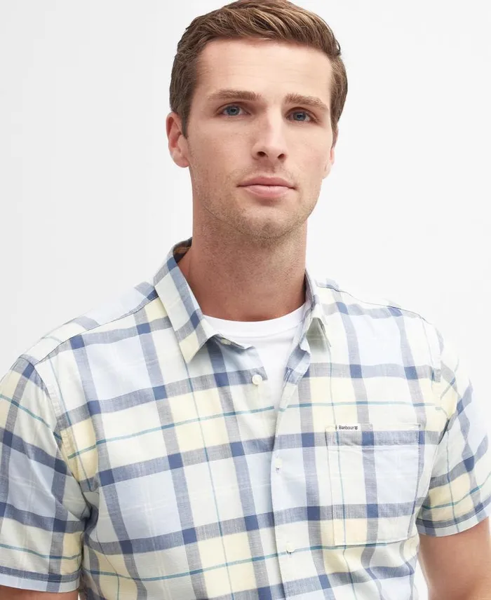 Gordon Tailored ShortSleeved Shirt Pink Salt Tartan Men Barbour Shirts