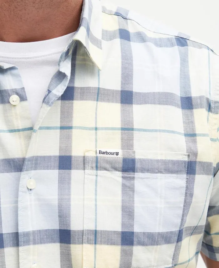 Gordon Tailored ShortSleeved Shirt Pink Salt Tartan Men Barbour Shirts