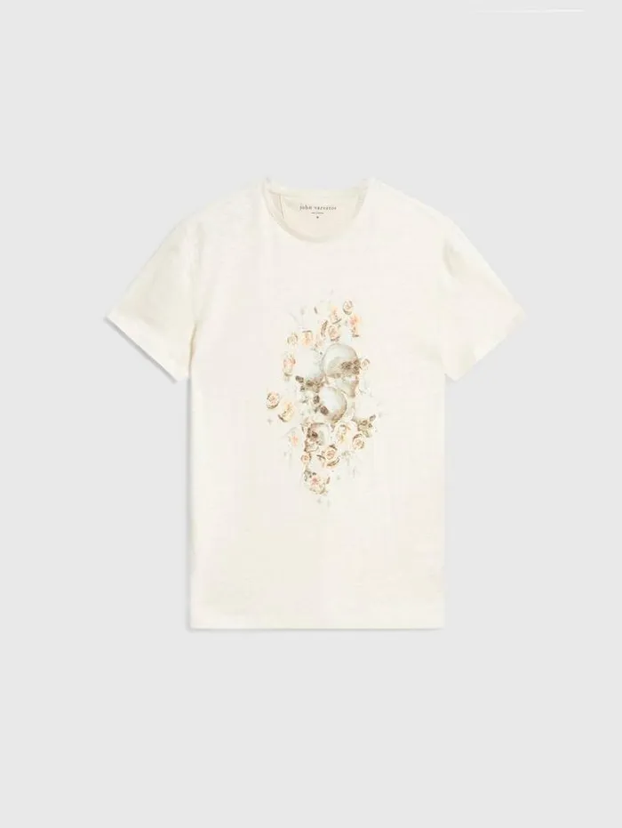 Graphic Tees Men John Varvatos FLORAL SKULL TEE Salt
