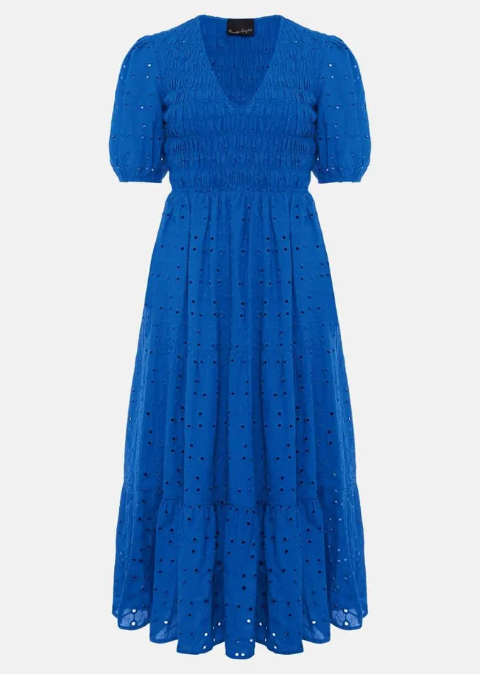 Gretta Broderie Midi Dress Blue Women Phase Eight Dresses