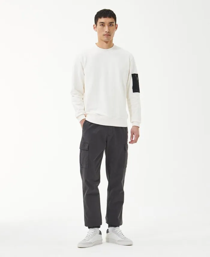 Grip Crew Neck Jumper Whisper Classic White Men Barbour Hoodies and Sweatshirts
