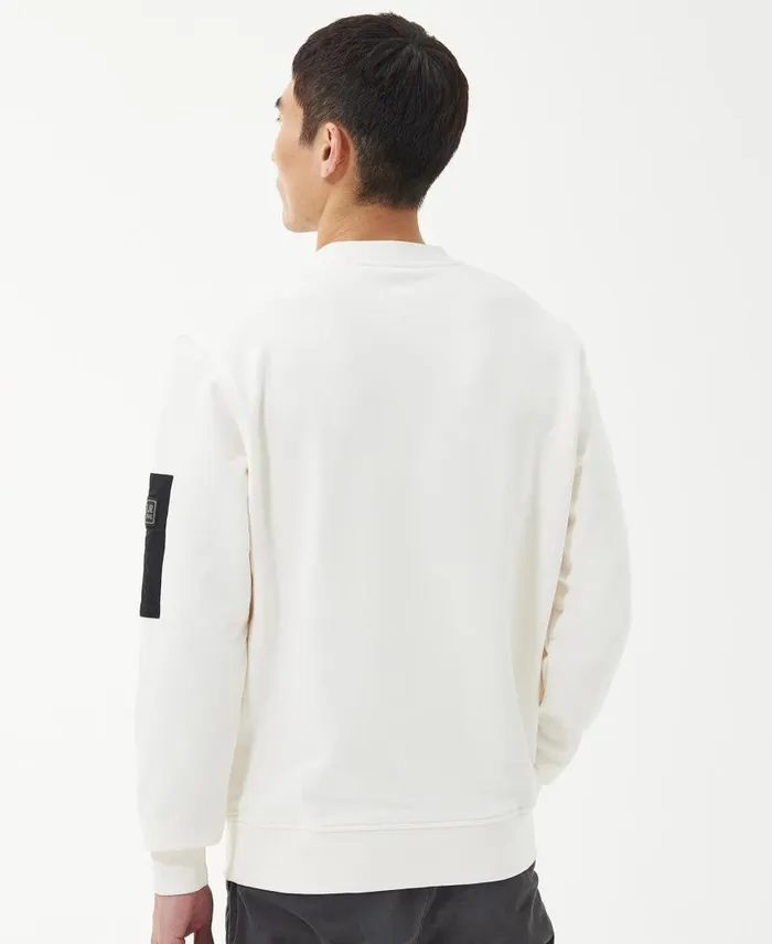 Grip Crew Neck Jumper Whisper Classic White Men Barbour Hoodies and Sweatshirts