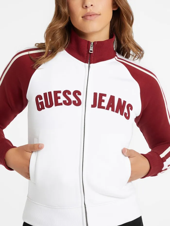 GUESS Activewear Classic Stripe ColorBlock Logo Jacket Red 8211 Women
