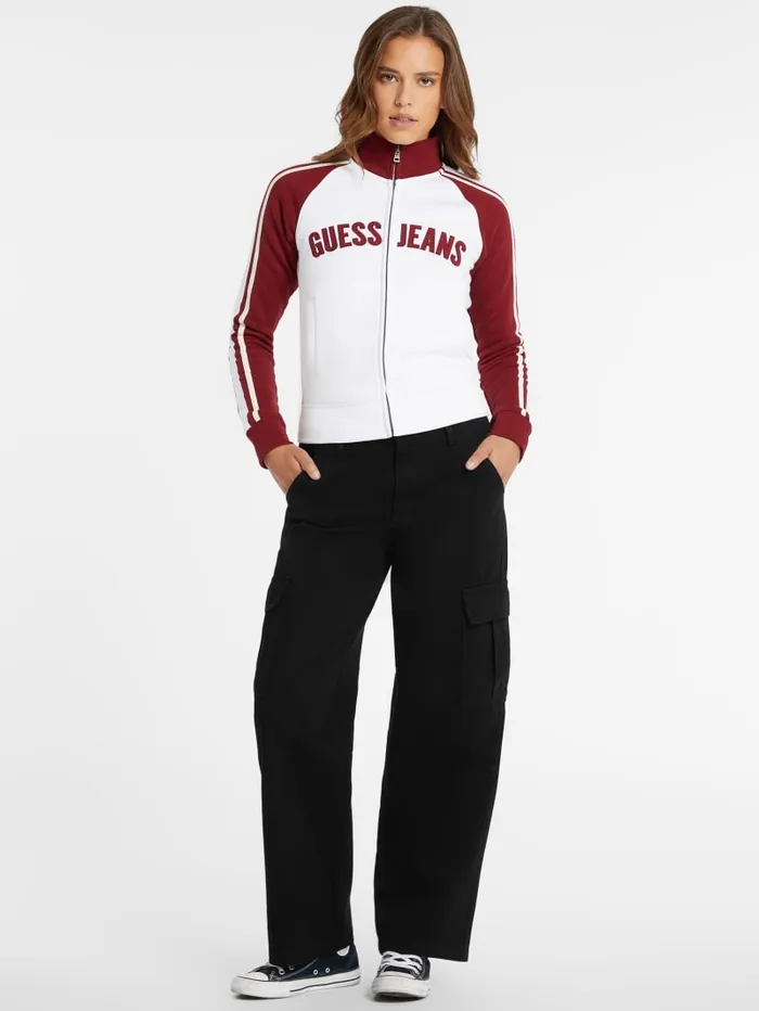 GUESS Activewear Classic Stripe ColorBlock Logo Jacket Red 8211 Women