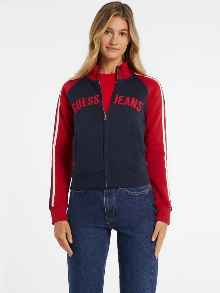 GUESS Activewear Classic Stripe ColorBlock Logo Jacket Red 8211 Women