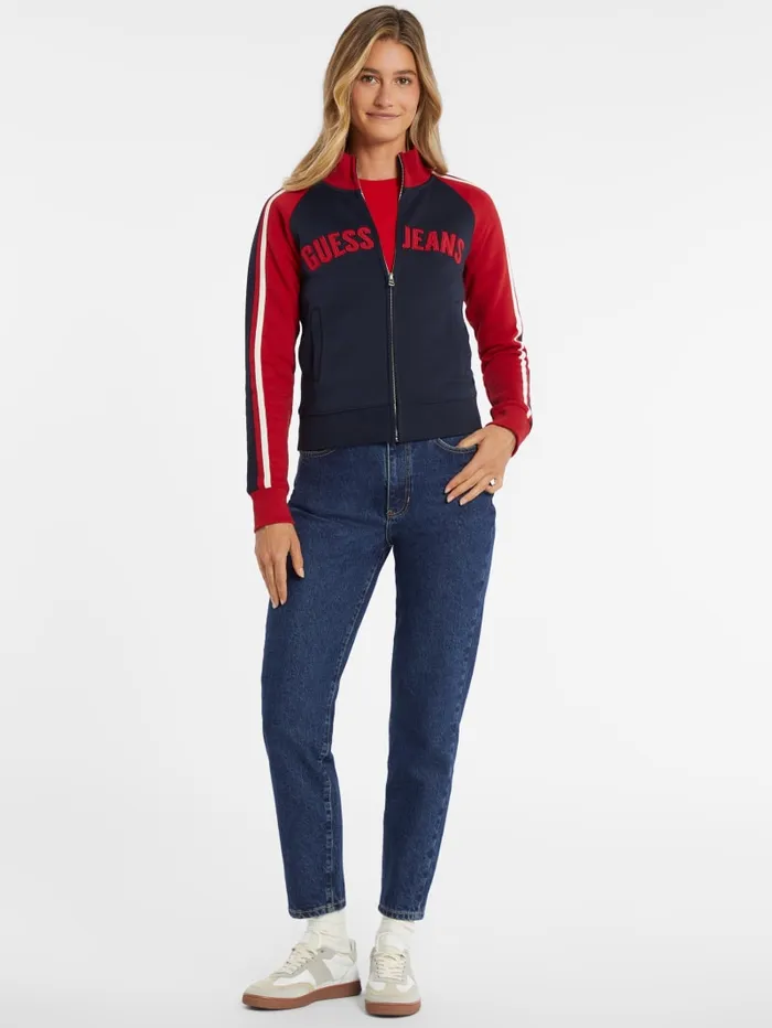 GUESS Activewear Classic Stripe ColorBlock Logo Jacket Red 8211 Women