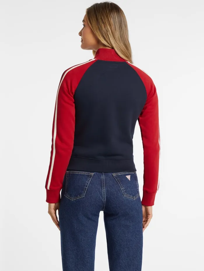 GUESS Activewear Classic Stripe ColorBlock Logo Jacket Red 8211 Women