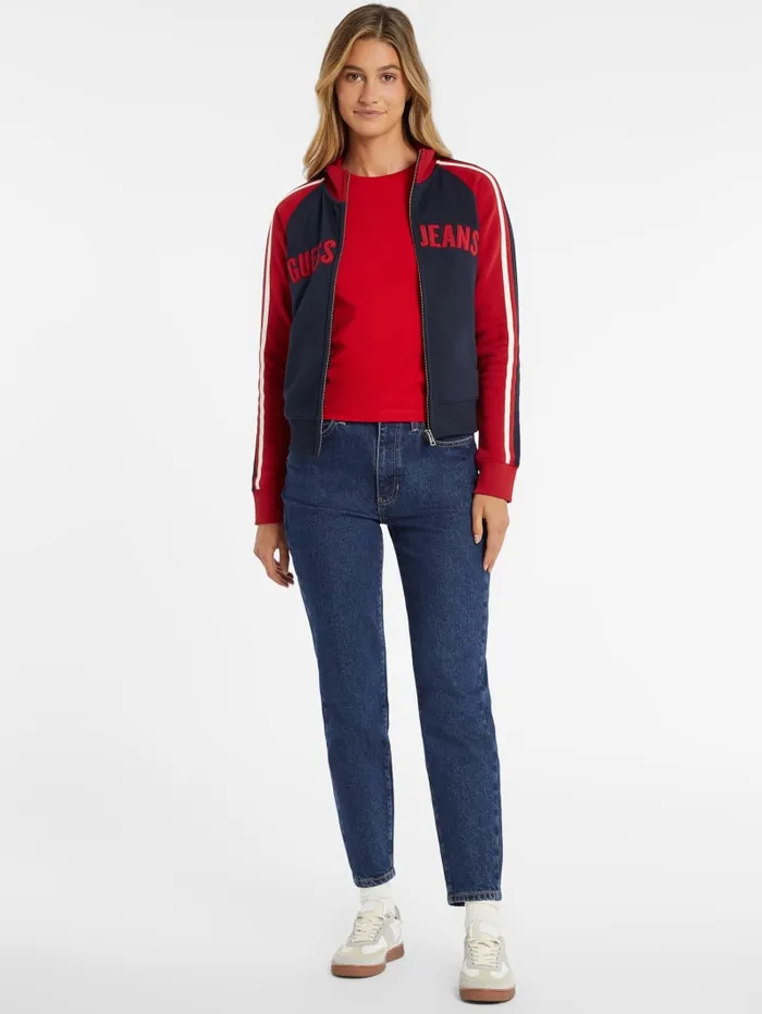 GUESS Activewear Classic Stripe ColorBlock Logo Jacket Red 8211 Women