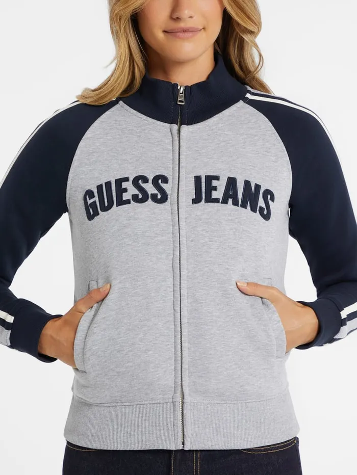 GUESS Activewear Classic Stripe ColorBlock Logo Jacket Red 8211 Women