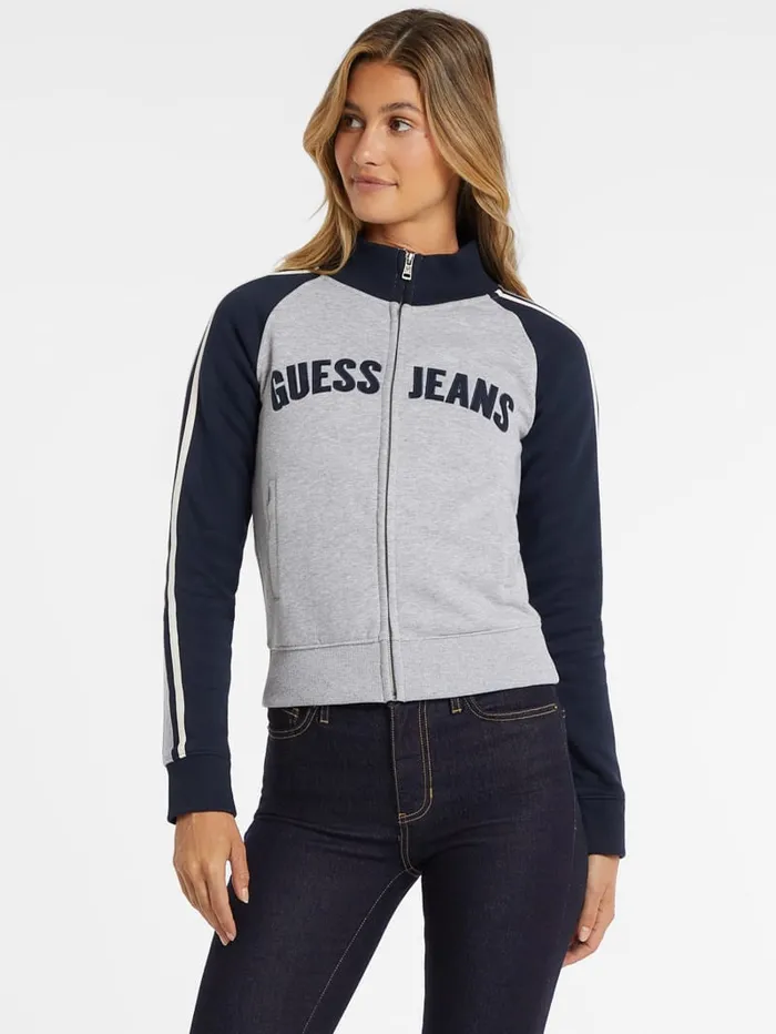 GUESS Activewear Classic Stripe ColorBlock Logo Jacket Red 8211 Women