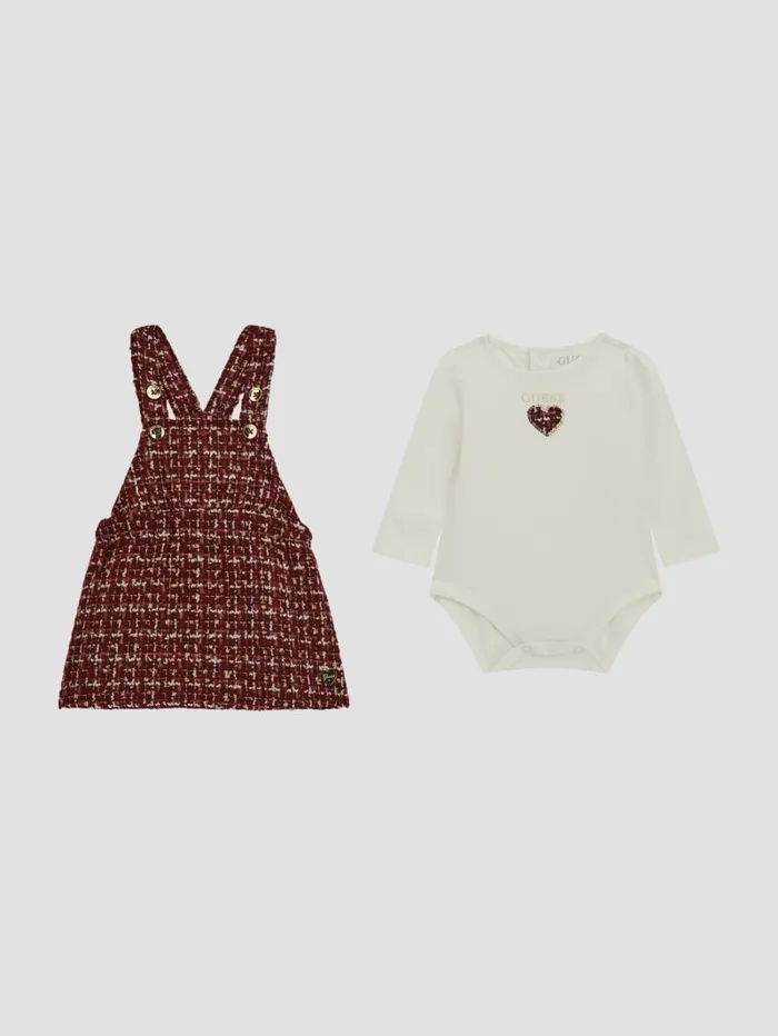 GUESS Baby Girl 0 24M Heart Bodysuit And Tweed Skirtall Set 024M White 8211 Kids