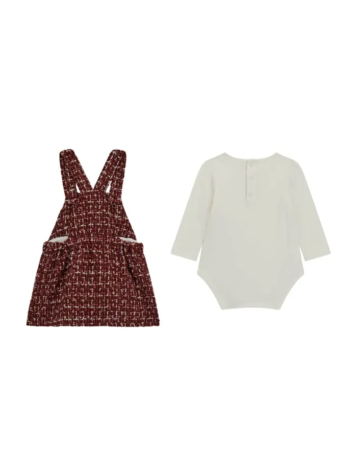 GUESS Baby Girl 0 24M Heart Bodysuit And Tweed Skirtall Set 024M White 8211 Kids