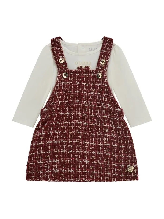 GUESS Baby Girl 0 24M Heart Bodysuit And Tweed Skirtall Set 024M White 8211 Kids