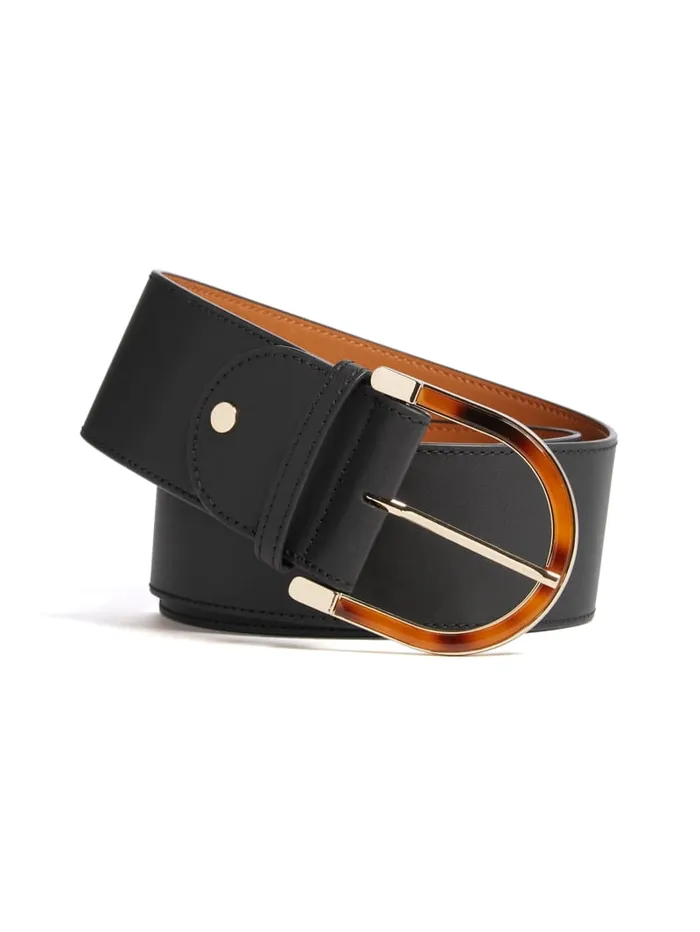 GUESS Belts Tortoiseshell Buckle Leather Belt Black 8211 Women