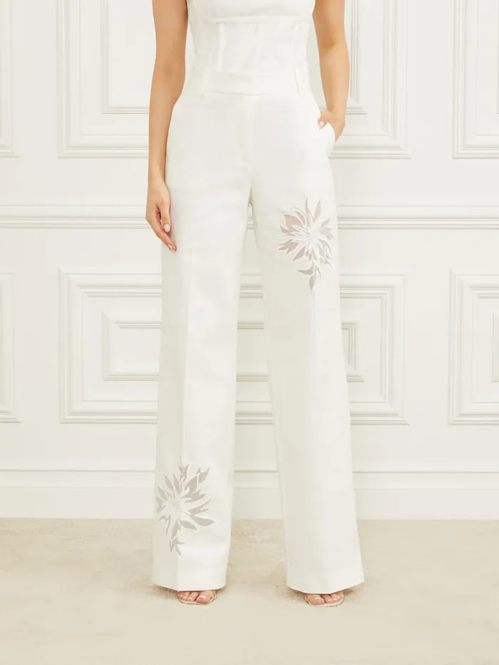 GUESS Bottoms Glam De Fleur Flare Pant White 8211 Women