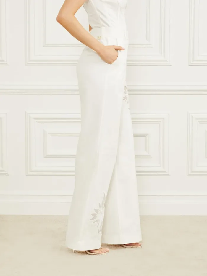 GUESS Bottoms Glam De Fleur Flare Pant White 8211 Women