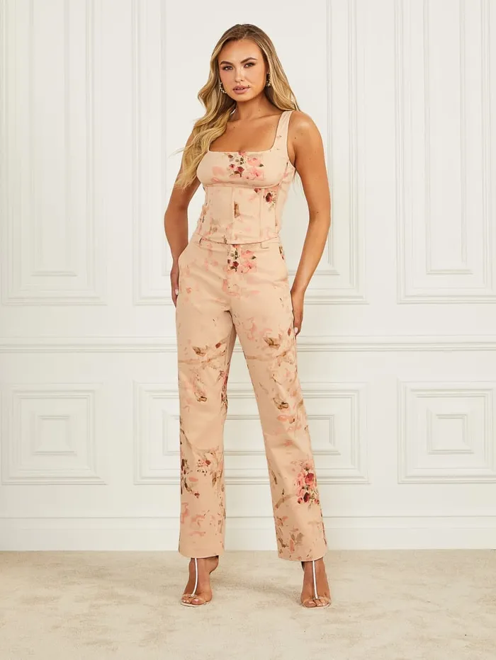 GUESS Bottoms Glam De Fleur Printed Pant Pink 8211 Women