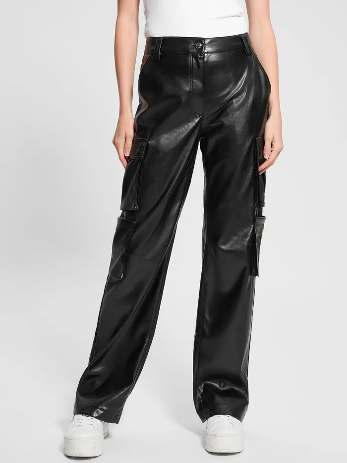GUESS Bottoms Kori FauxLeather Cargo Pants White 8211 Women