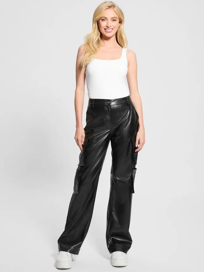GUESS Bottoms Kori FauxLeather Cargo Pants White 8211 Women