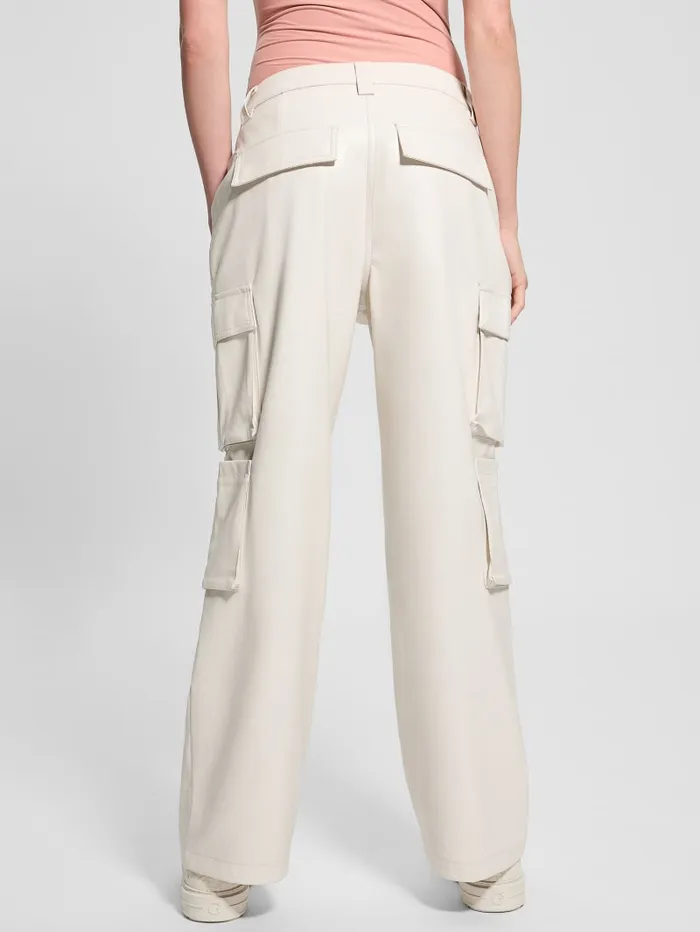 GUESS Bottoms Kori FauxLeather Cargo Pants White 8211 Women