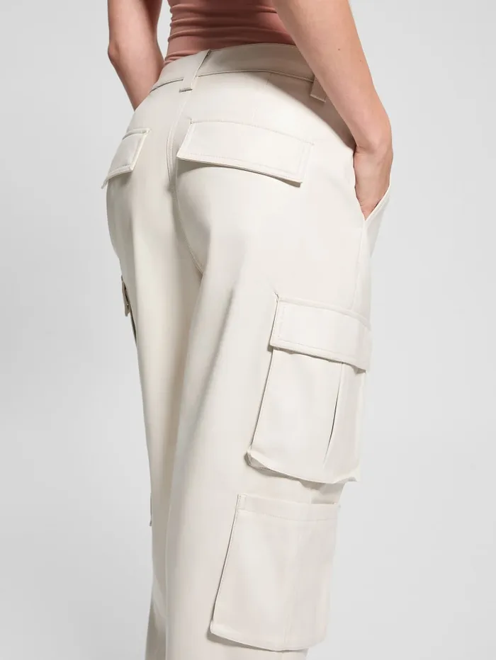 GUESS Bottoms Kori FauxLeather Cargo Pants White 8211 Women