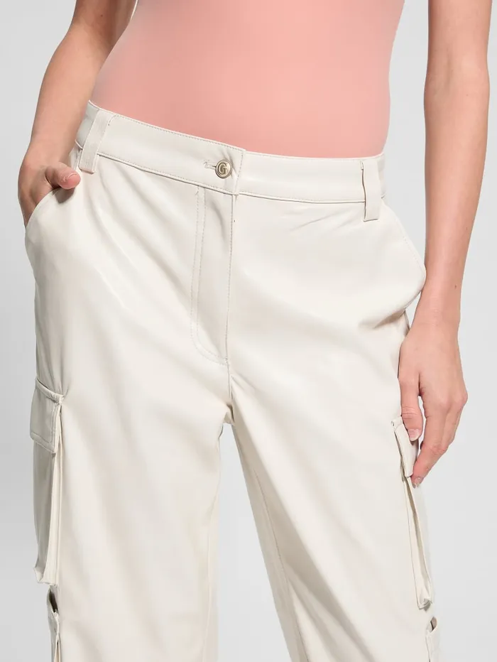 GUESS Bottoms Kori FauxLeather Cargo Pants White 8211 Women