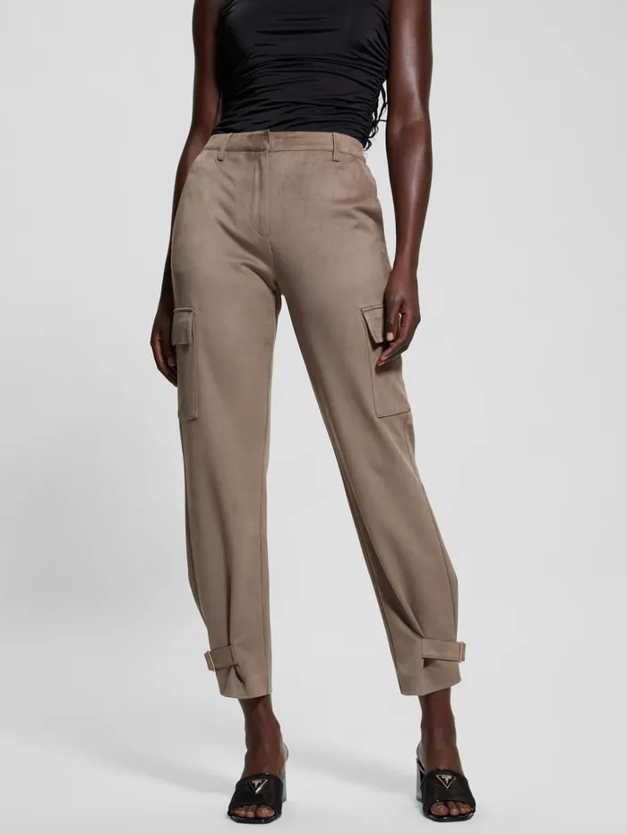 GUESS Bottoms Mariza FauxSuede Cargo Pants Neutral 8211 Women