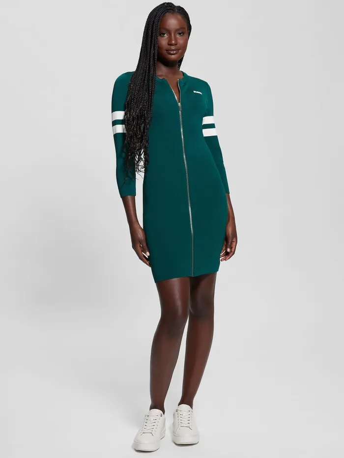 GUESS Dresses and Jumpsuits Michela Varsity Sweater Dress Green 8211 Women