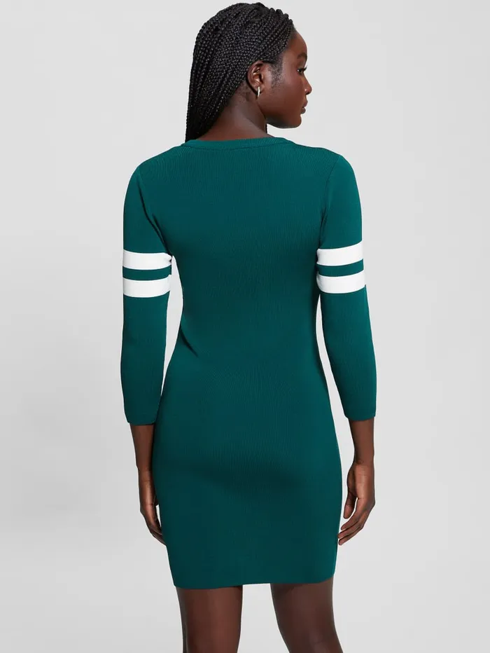 GUESS Dresses and Jumpsuits Michela Varsity Sweater Dress Green 8211 Women